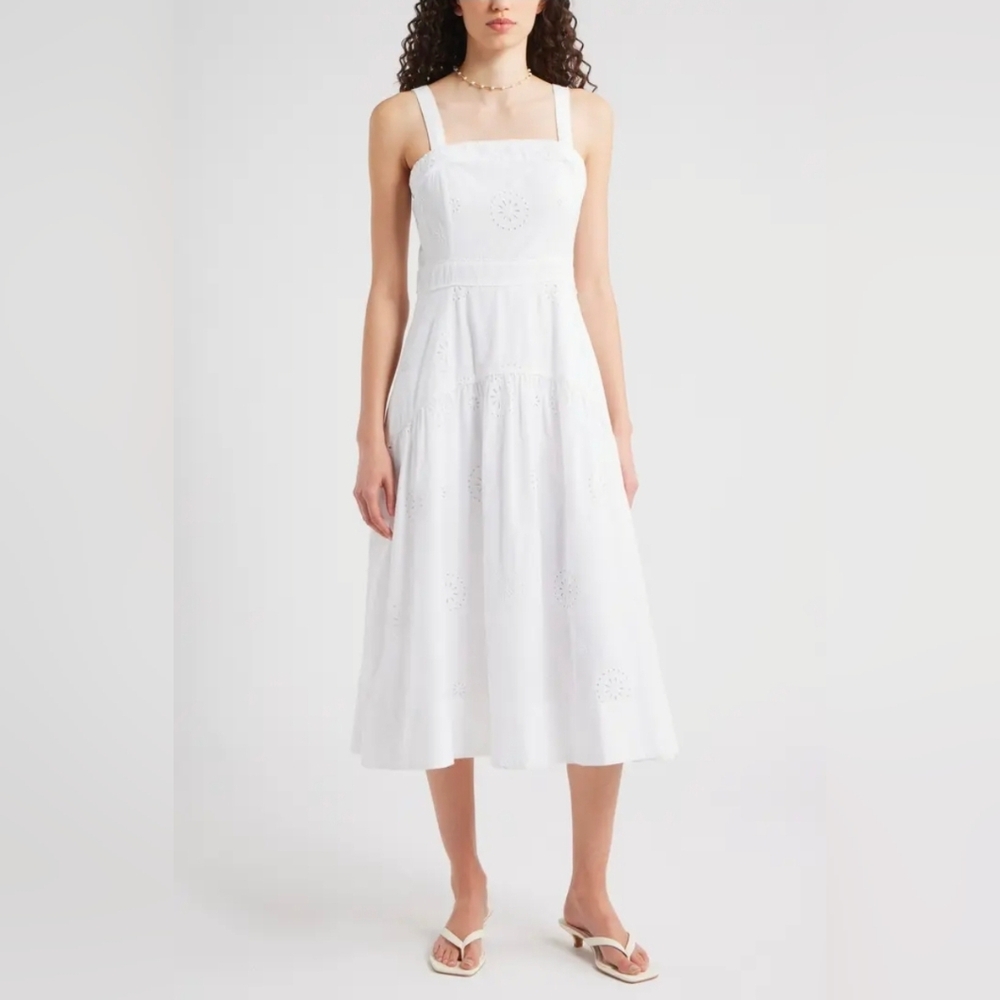 Chelsea28 Removable Strap Eyelet Embroidery Midi Dress 2️⃣
